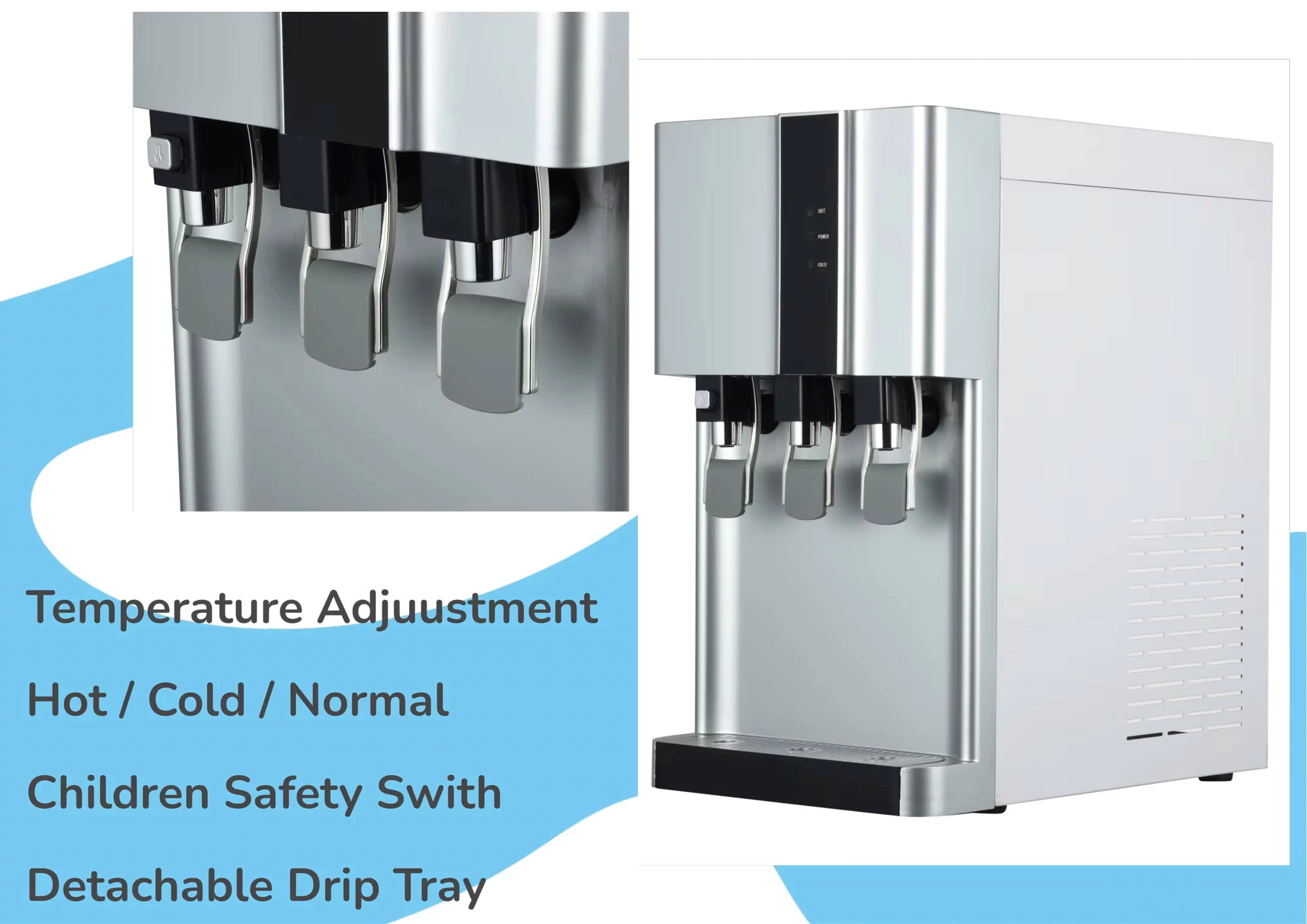 Counter Top Electric Home Water Filter System Purified Direct Piping Hot and Cold Water Dispenser