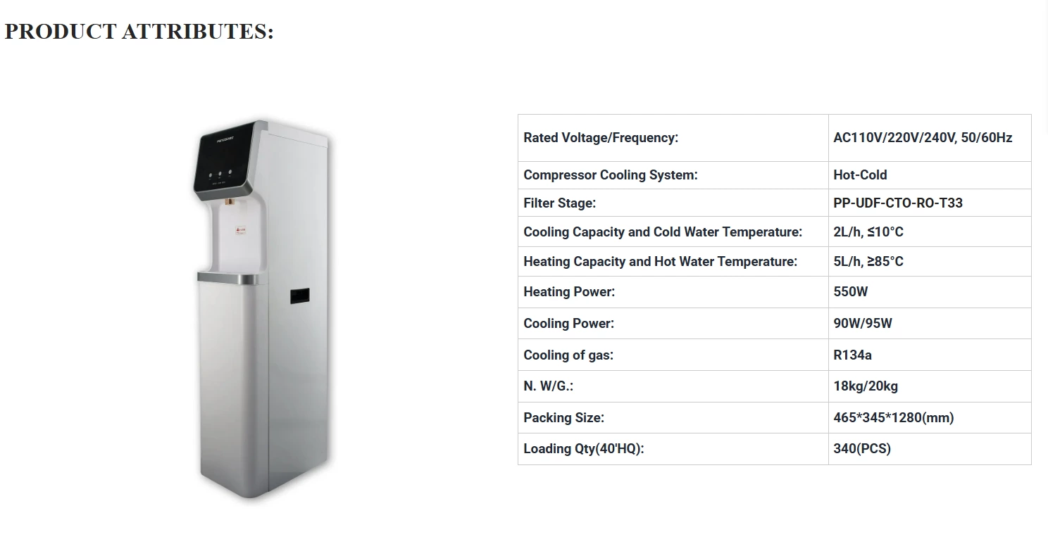 Freestanding RO Water Treatment System Purifier Water Dispenser for Office and Home Use
