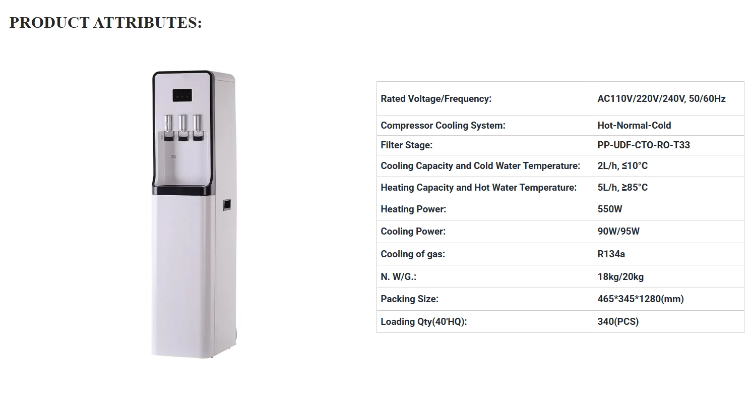 Free Standing Pipeline RO Filter Water Purifier Cool and Hot Water Dispenser for Home