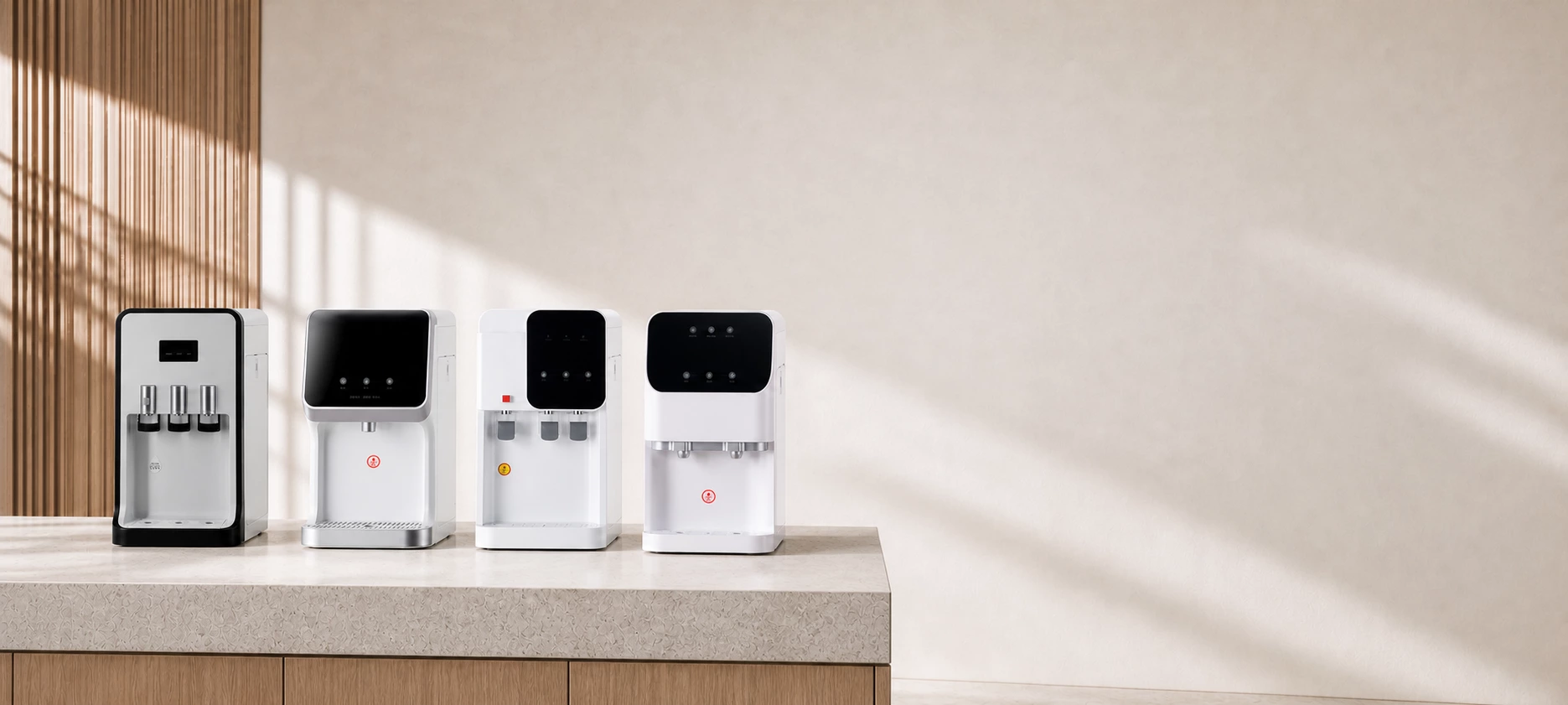 Countertop water dispensers in a modern kitchen