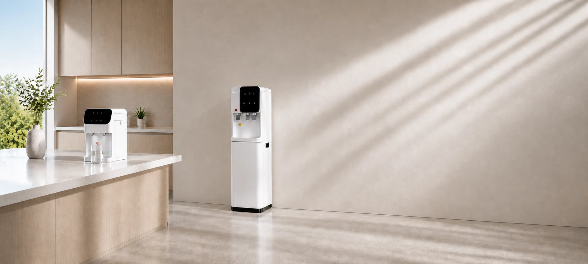 Countertop and floor-standing water dispensers with flexible OEM configurations