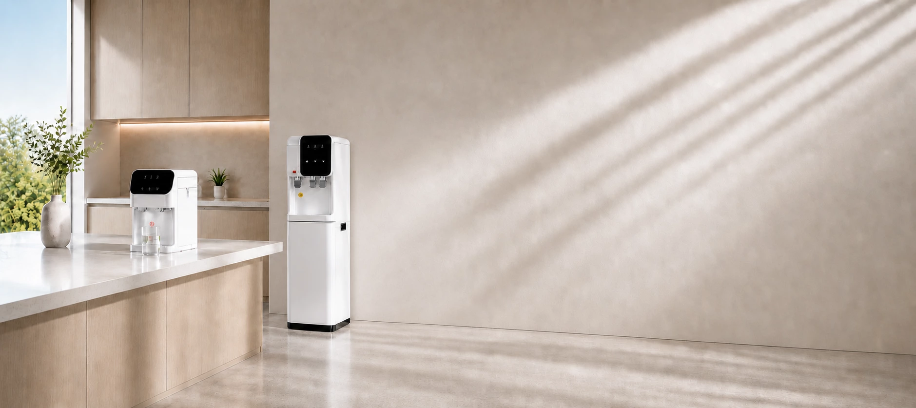 Countertop and floor-standing water dispensers with flexible OEM configurations