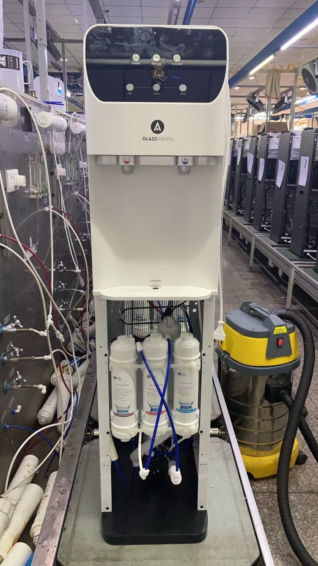 Filters inside floor-standing dispenser