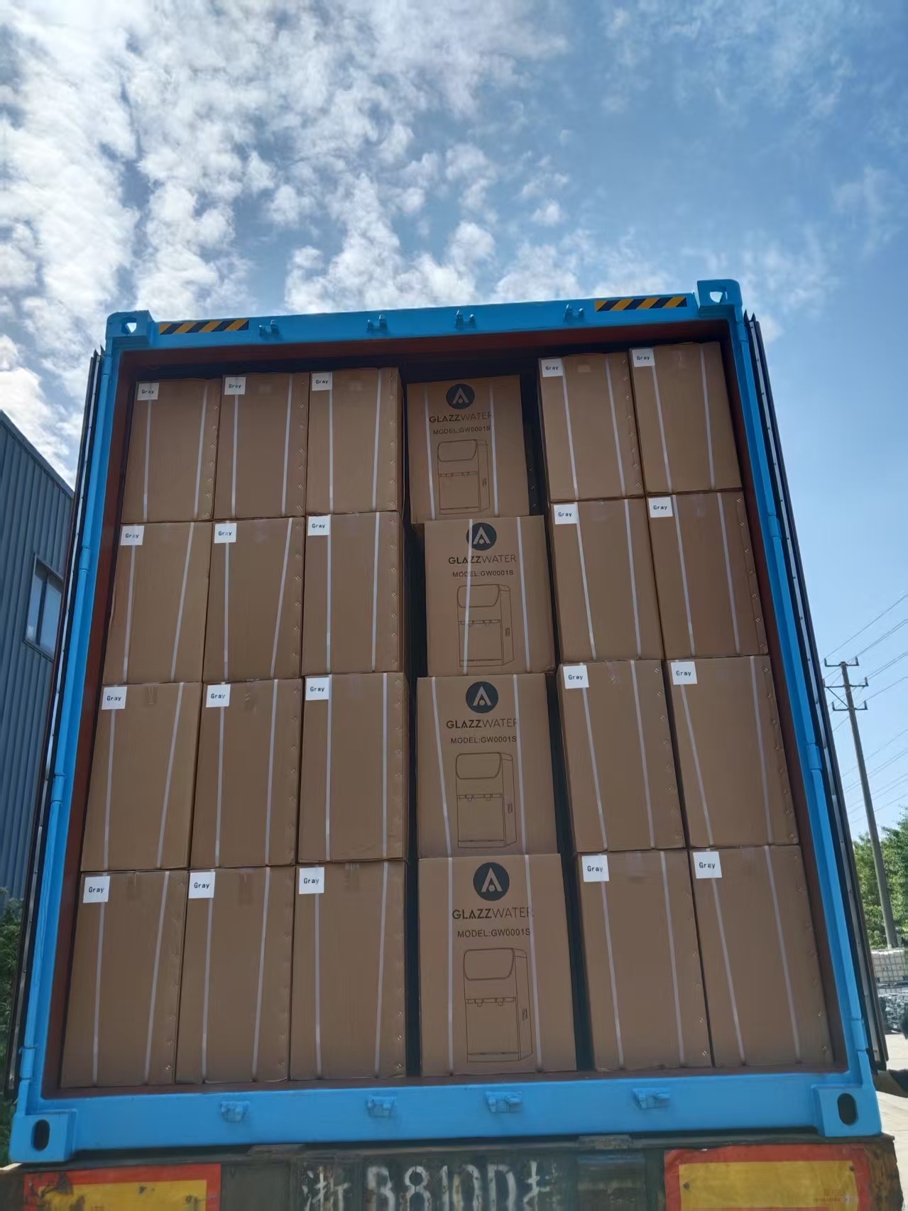 Branded cartons in shipping container